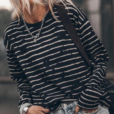 Casual Retro Striped Long Sleeve Top | S-XL