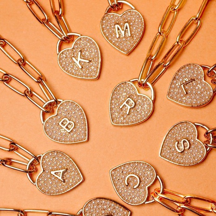 Initial Heart Lock Charm Necklace | Free Shipping