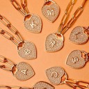 K Initial Heart Lock Charm Necklace | Free Shipping