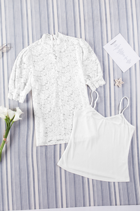 High Neck Lace Noelle Blouse | S-XL