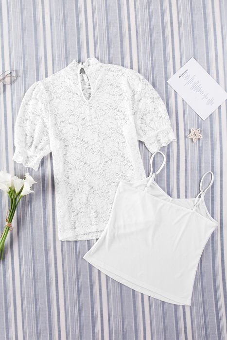 High Neck Lace Noelle Blouse | S-XL