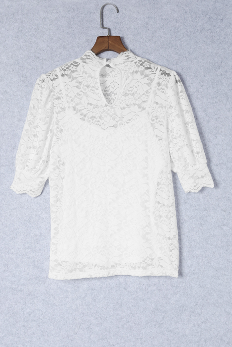 High Neck Lace Noelle Blouse | S-XL