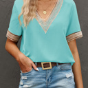  Delicate Lace Trim V-Neck Blouse | S-XL
