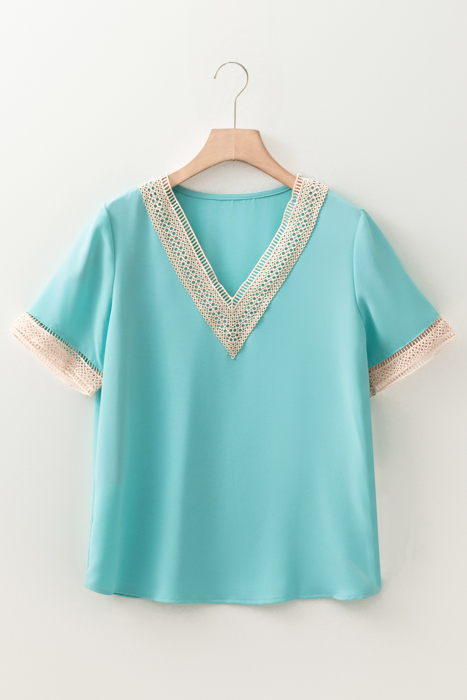 Delicate Lace Trim V-Neck Blouse | S-XL