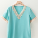  Delicate Lace Trim V-Neck Blouse | S-XL