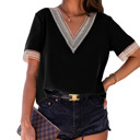 Delicate Lace Trim V-Neck Blouse | S-XL