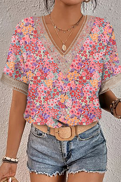 Delicate Lace Trim V-Neck Blouse | S-XL