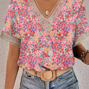  Delicate Lace Trim V-Neck Blouse | S-XL