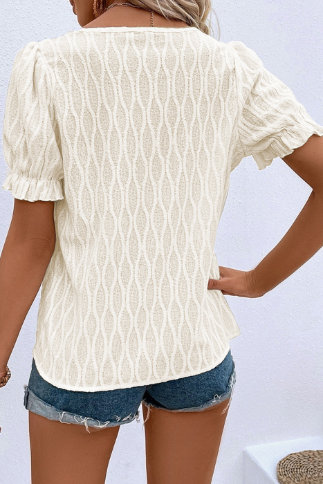 Spring Whisper Textured Puff Sleeve Blouse | S-2XL