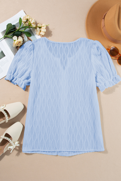 Spring Whisper Textured Puff Sleeve Blouse | S-2XL