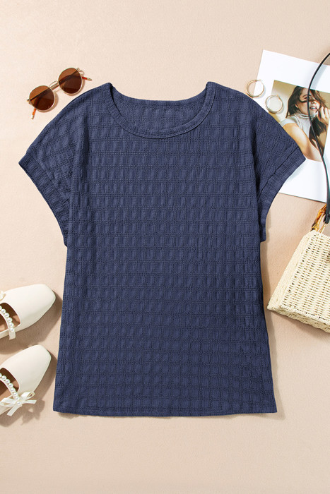 Color Textured Batwing Sleeve Top | S-XL