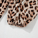  Cheetah Color Block V Neck Balloon Sleeve Babydoll Blouse | S-XL