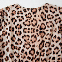  Cheetah Color Block V Neck Balloon Sleeve Babydoll Blouse | S-XL