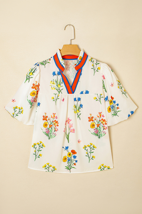 Sweet Petals Contrast Blouse | S-XL