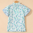  Floral Print Patchwork Flutter Sleeve Blouse | S-XL