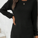  Texture Rounded Hem Ribbed Knit Pullover | S-XL