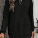  Texture Rounded Hem Ribbed Knit Pullover | S-XL