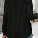 Texture Rounded Hem Ribbed Knit Pullover | S-XL