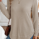  Texture Rounded Hem Ribbed Knit Pullover | S-XL