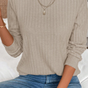  Texture Rounded Hem Ribbed Knit Pullover | S-XL