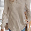  Texture Rounded Hem Ribbed Knit Pullover | S-XL