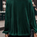  Asymmetric Button Keyhole Neck Velvet Blouse | S-XL