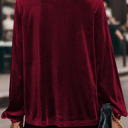  Asymmetric Button Keyhole Neck Velvet Blouse | S-XL