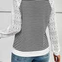  Textured Knit & Hollowed Lace Patchwork Sleeve Top | S-XL