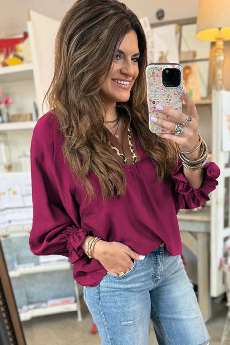 Wild Grace Leopard Trim Blouse | S-XL