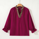  Wild Grace Leopard Trim Blouse | S-XL