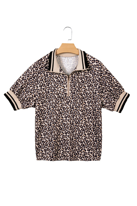 Safari Chic Zip-Front Patchwork Top | S-XL