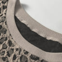  Textured Leopard Print Crew Neck Short Sleeve Top | S-XL