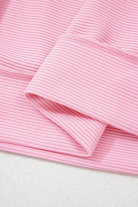 Ribbed Exposed Seam Detail Drop Shoulder Baggy Pullover |  S-XL