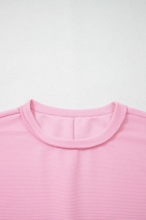 Ribbed Exposed Seam Detail Drop Shoulder Baggy Pullover |  S-XL