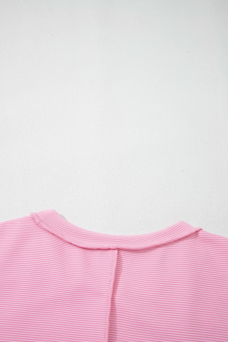Ribbed Exposed Seam Detail Drop Shoulder Baggy Pullover |  S-XL