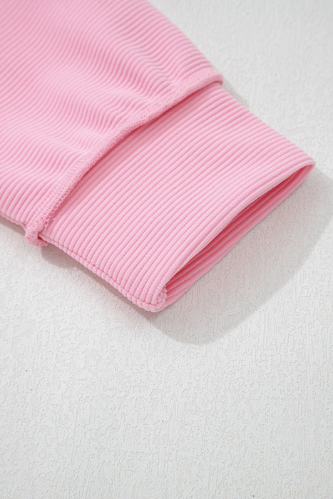 Ribbed Exposed Seam Detail Drop Shoulder Baggy Pullover |  S-XL