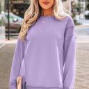  Ribbed Exposed Seam Detail Drop Shoulder Baggy Pullover |  S-XL