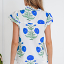  Floral  Print Scallop Trim Blouse | S-XL