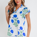  Floral  Print Scallop Trim Blouse | S-XL