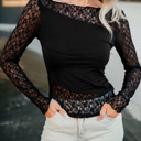  Asymmetric Panels Sheer Floral Lace Top | S-XL