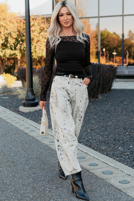 Asymmetric Panels Sheer Floral Lace Top | S-XL