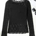  Asymmetric Panels Sheer Floral Lace Top | S-XL