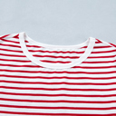  Stripe Trim Round Neck Short Puff Sleeve Top | S-XL