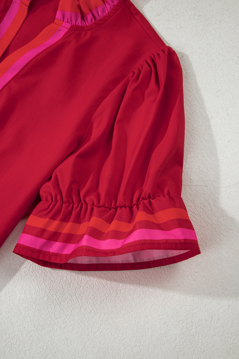 Flame Stripe Ruffle Blouse | S-XL