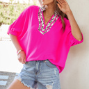  Leopard Luxe Half Sleeve  Dolman Blouse | S-XL