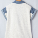  Denim Color Patchwork Polo Top | S-XL