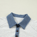  Denim Color Patchwork Polo Top | S-XL