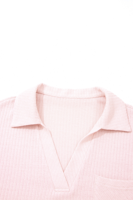 Sunny Day Collared Ribbed Pocket Top | S-XL