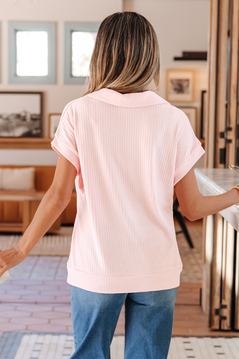 Sunny Day Collared Ribbed Pocket Top | S-XL