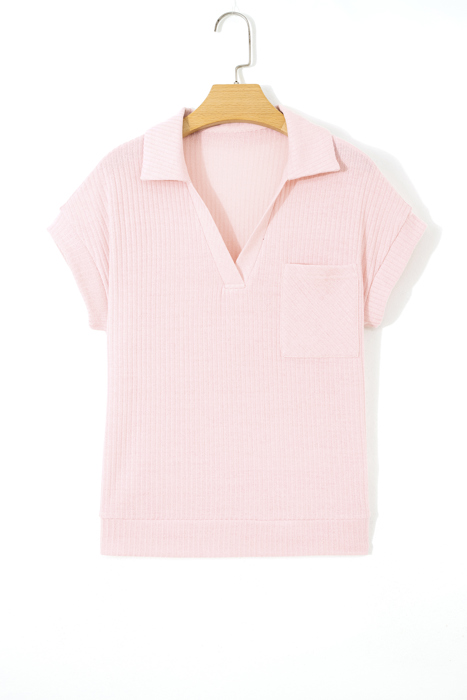 Sunny Day Collared Ribbed Pocket Top | S-XL